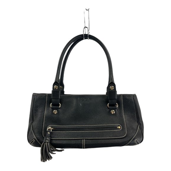 Kate Spade New York Womens Satchel Handbag Black Snap Phone Pocket Tassel M - Picture 1 of 12